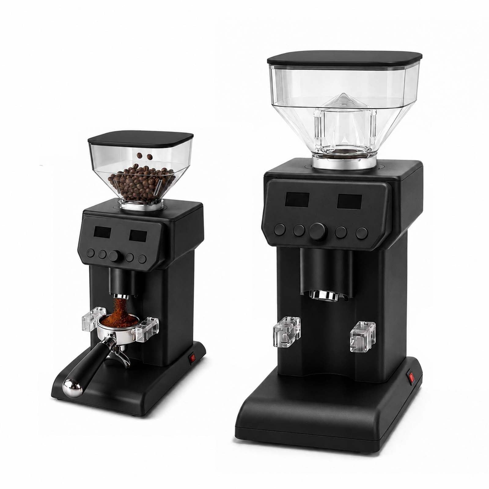 Molinillo de Café Comercial para CafeteríAs, Muelas Planas de 50 Mm, 300 W Black | 120 ajustes, temporizador de 0,1 a 99,9 s, sistema antivibración, tolva de 500 g; ideal para cafeterías y bares de hoteles.