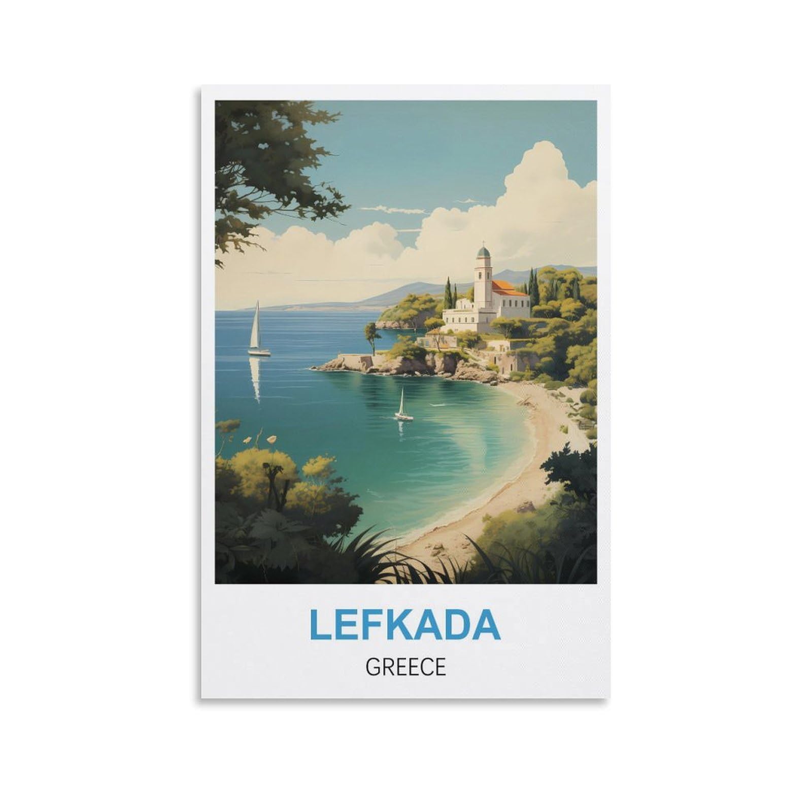 EZMLFA 5D Diamond Art Kits for Beginner,Lefkada Greece,Beginners,DIY Full Round Drill Diamond Dot Gem Art Kits for Adults,Crafts for Decor 50x60cm