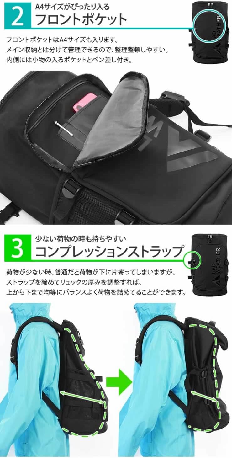 [ラドウェザー] リュック メンズ レディース テフロン加工で撥水・防汚・防油 リュックサック 通勤 通学 バッグ 人気 学生 ランキング