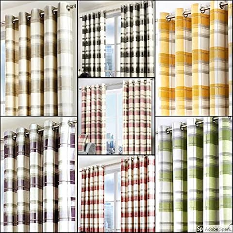 Fusion Balmoral Check Eyelet Curtains, Natural Cover