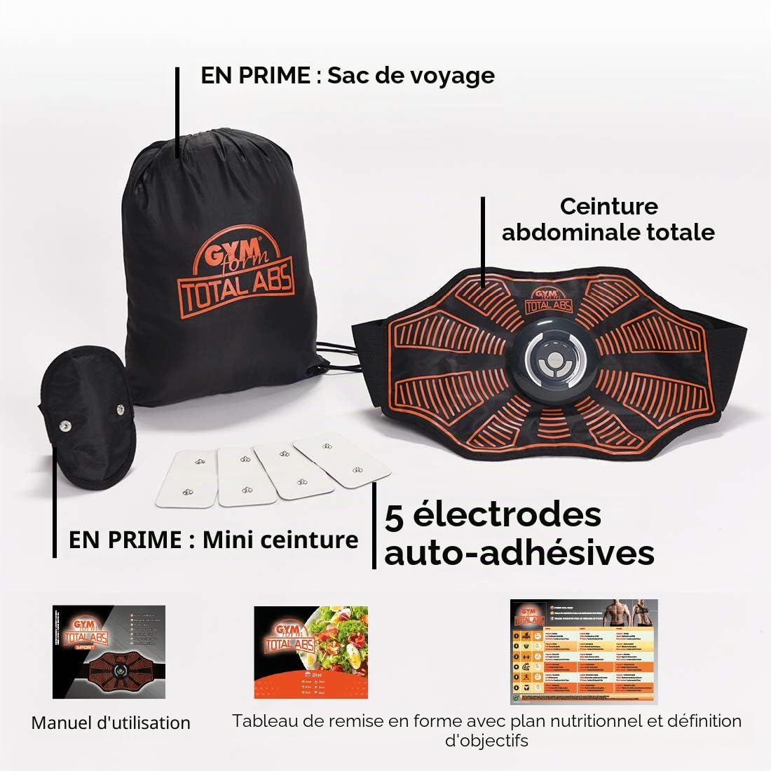 Gymform High Street TV Ceinture abdominale pour tonifier les muscles abdominaux et renforcer les muscles du ventre Noir