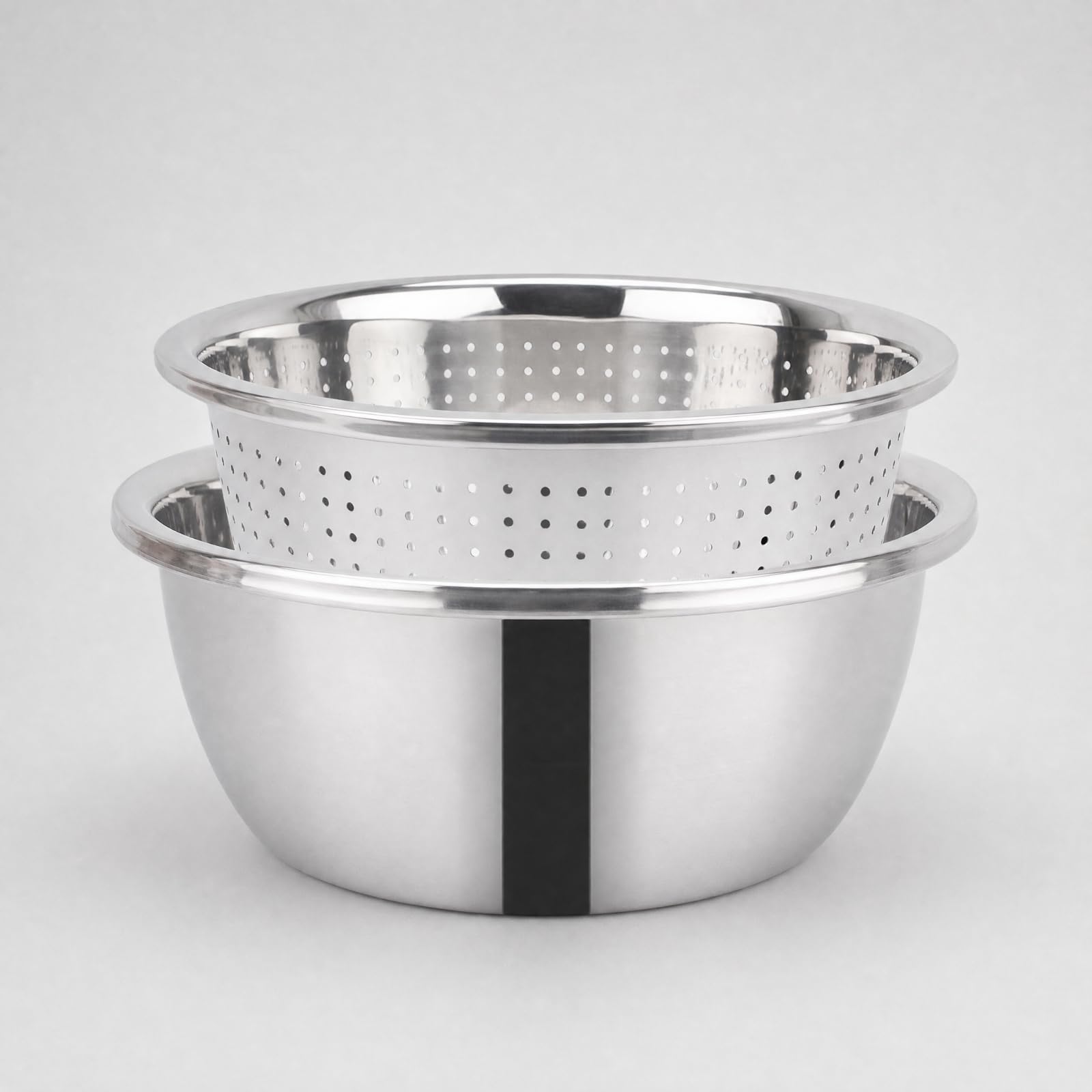 Gralara 2 Piezas Acero Inoxidable con Colador Perforado Juego Recipiens Apilables Cocina Resisn Al Óxido para Cocinas Pequeñas, 32 CM, Juego Tazón