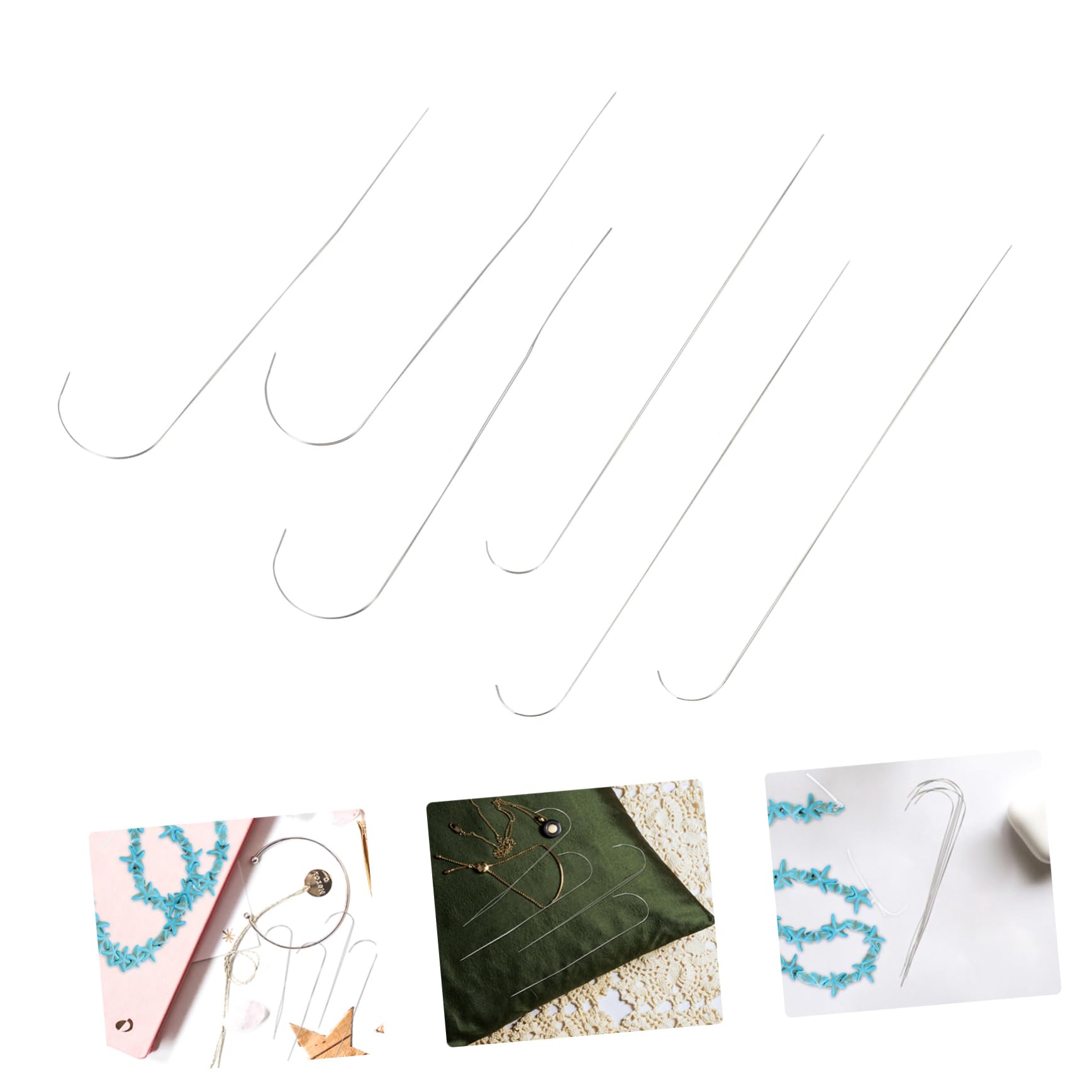 IWOWHERO Stainless Steel Beading Needles 6pcs Beading Tools Bead Threading Needle Set for Jewelry Making