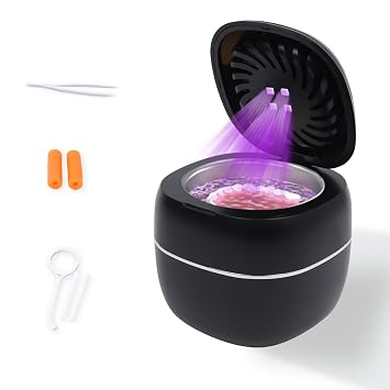 Ultrasonic Retainer Cleaner, Retainer Cleaner Machine for Dentures, Mouth Guards, Braces, Toothbrush, Jewelry,45kHz Retainer Cleaner Machine, cleaning and drying functions, with Digital Timer