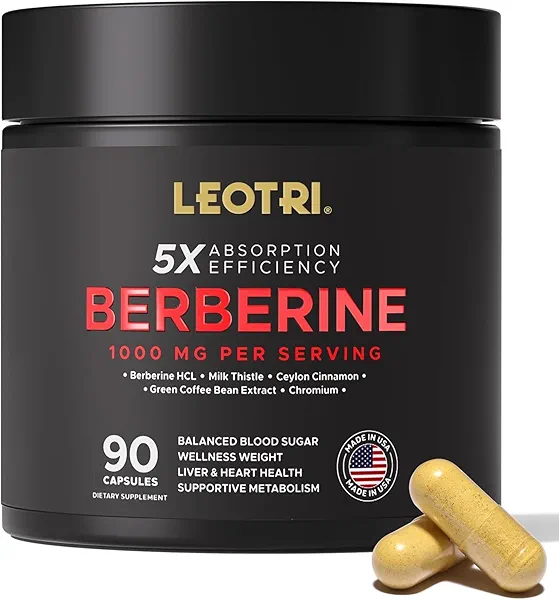 Berberine 1000mg with Ceylon Cinnamon, Chromium & Milk Thistle – GLP-1 Glucose & Metabolic Support Supplement – 90 Capsules, Made in USA