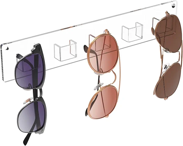 MaxGear Clear Sunglasses Organizer, Wall-Mounted Acrylic Glasses Display Rack, Eyewear Storage for Multiple Glasses, Office & Home Decor, Unique Gift for Husband, Women & Girls (1 Pack)