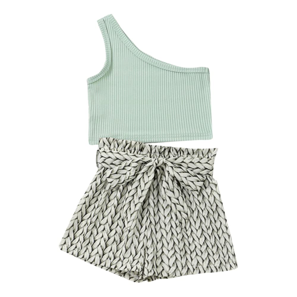 Hopscotch Girls Polycotton All Over Print Vest and Shorts Set in Green Color