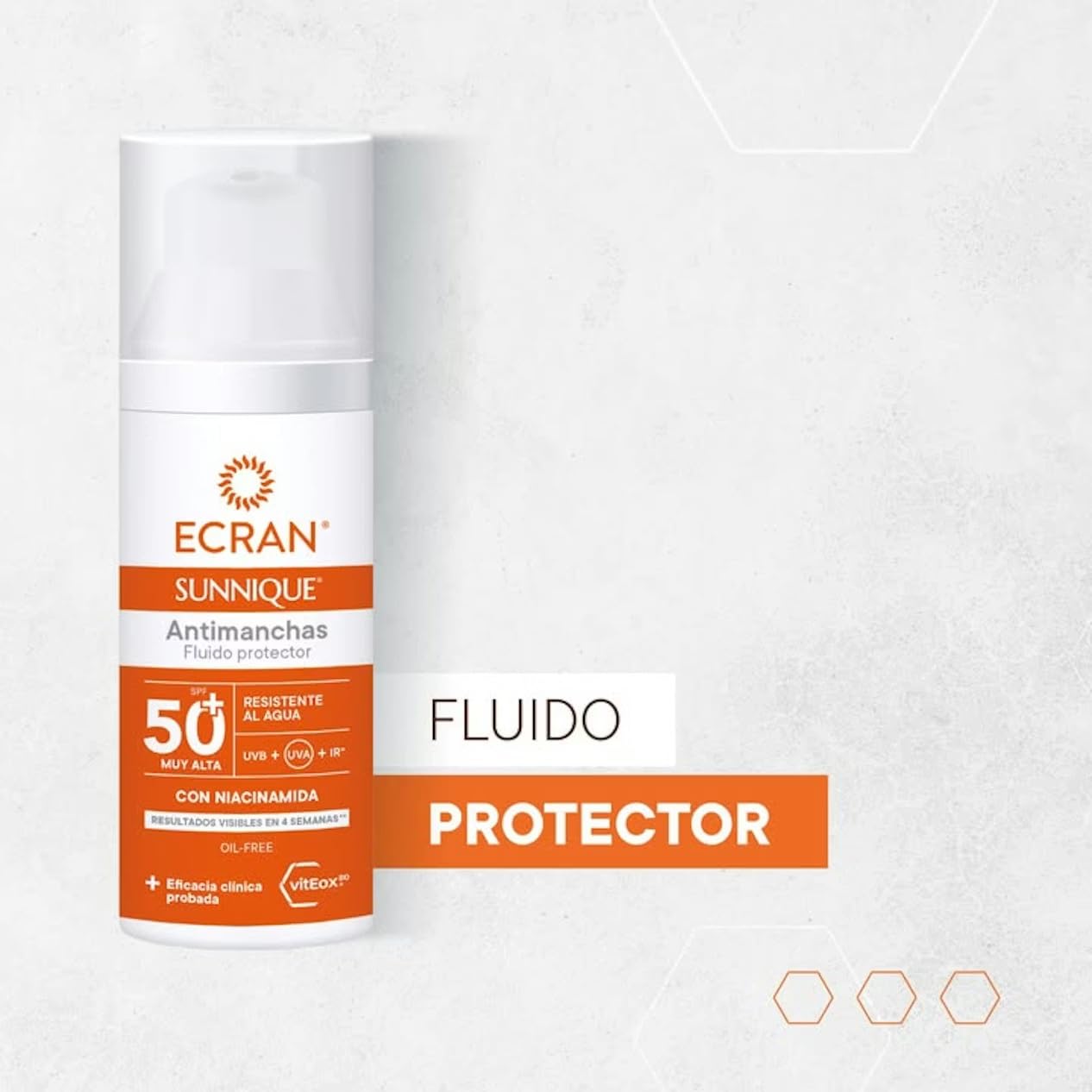 ECRAN SUNNIQUE – Protector Facial Antimanchas Antiarrugas SPF 50+ con Niacinamida y Ácido Hialuronico, Despigmenta y Unifica el Tono, Fórmula con VitEox80 - 50 ml — view 6