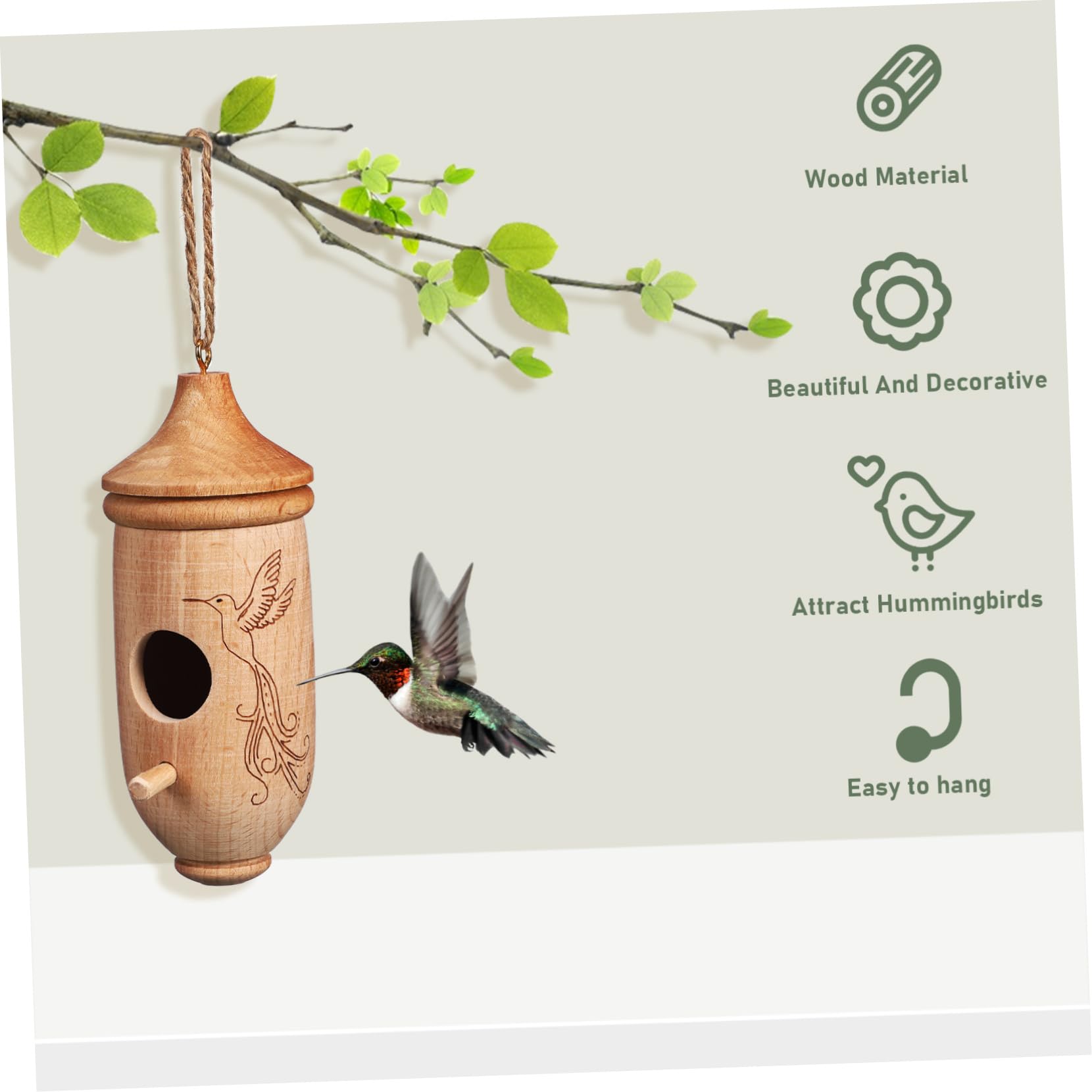 3stücke Holz-hängende Vogelhäuser Für Handgefertigte Nistkästen Aus Buchenholz Mit Ästhetischem Design Für Garten Und Außenbereich