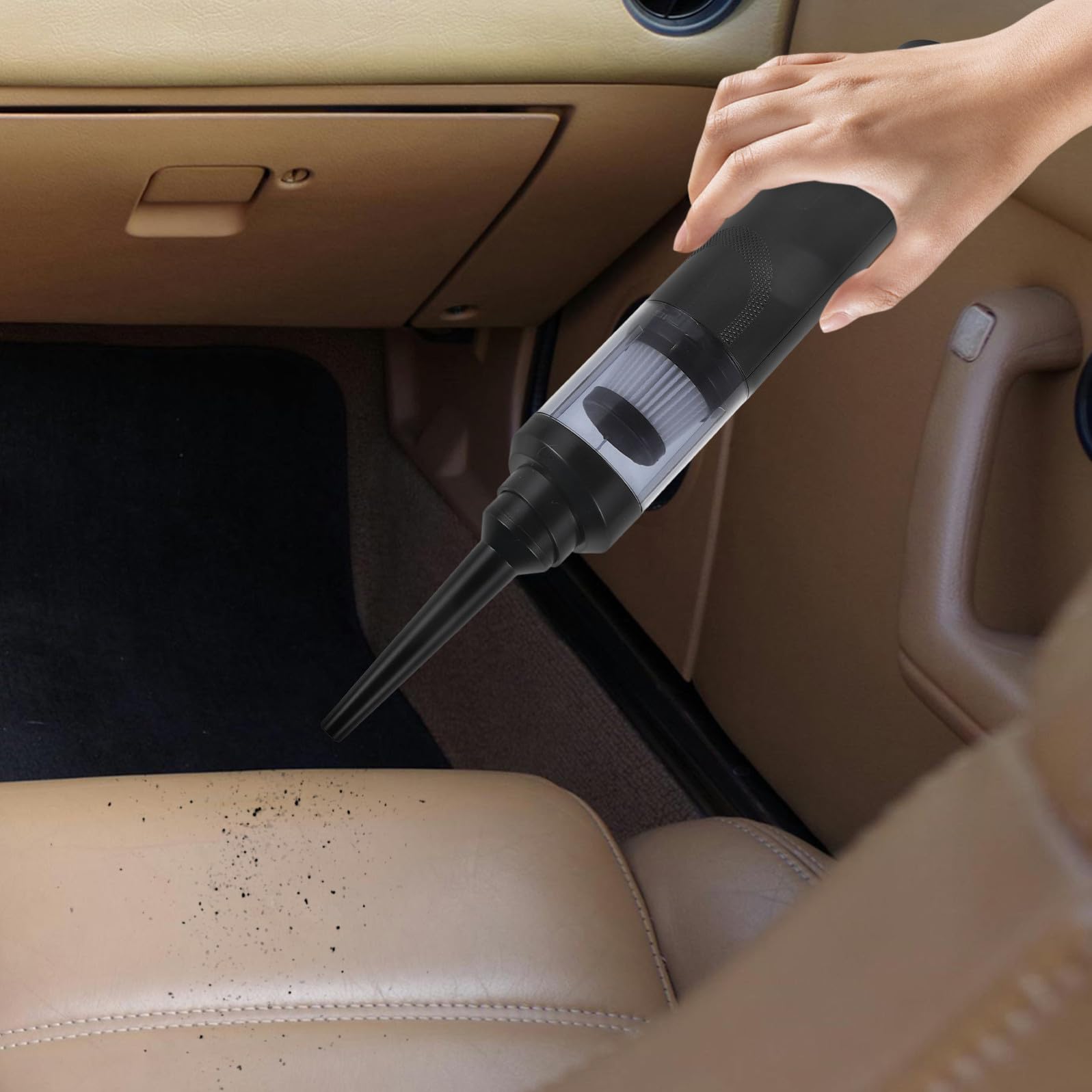 Alasum Aspirapolvere Portatile per Auto senza Fili, Design Cordless Compatto in Plastica con Accessori Multipli e Sacchetto la Pulizia di Casa e Animali