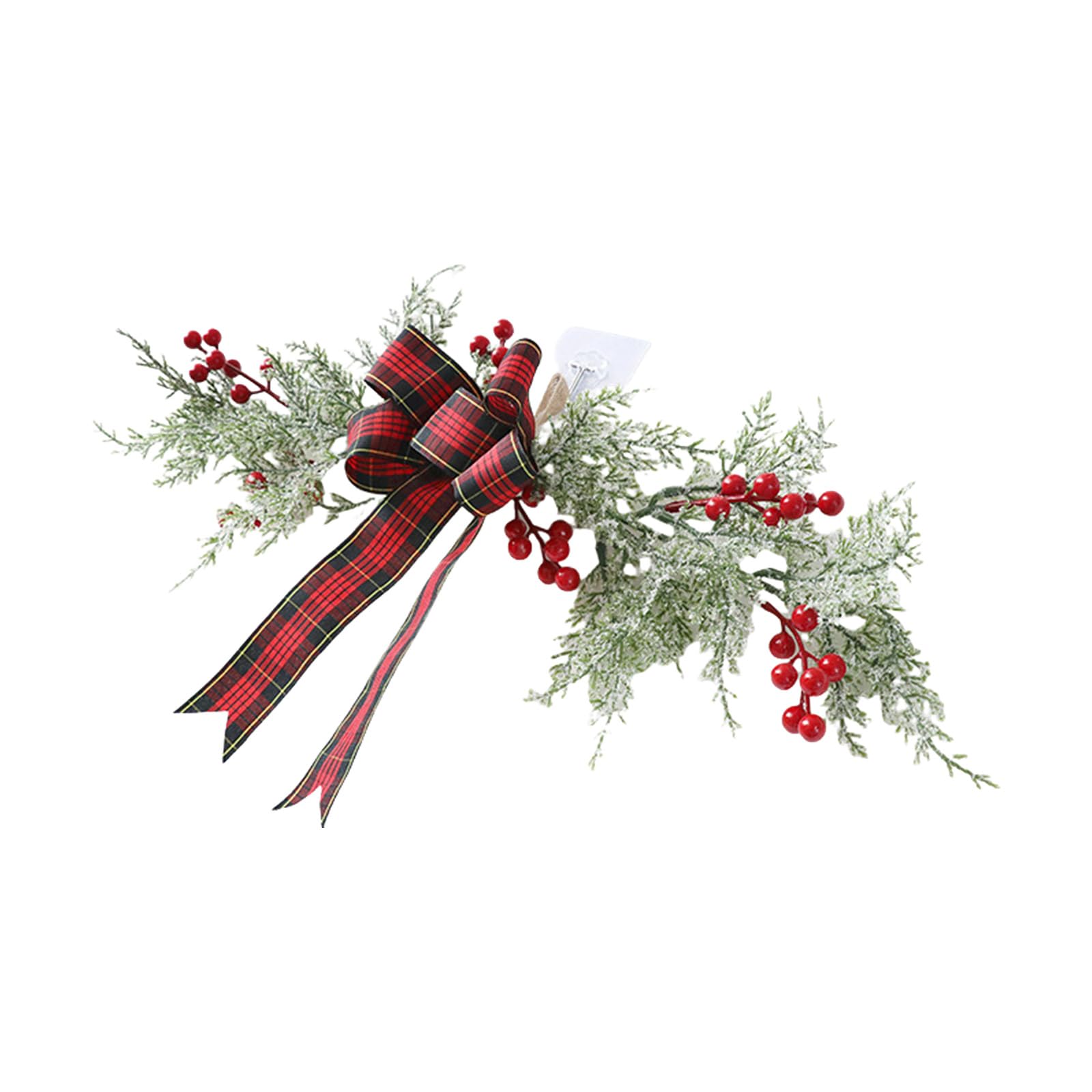 carotoe Festival Artificial Christmas Wreath Green Pine Branches and Berries Wreath Hangings for a Traditional Christmas Scene Indoor Decors
