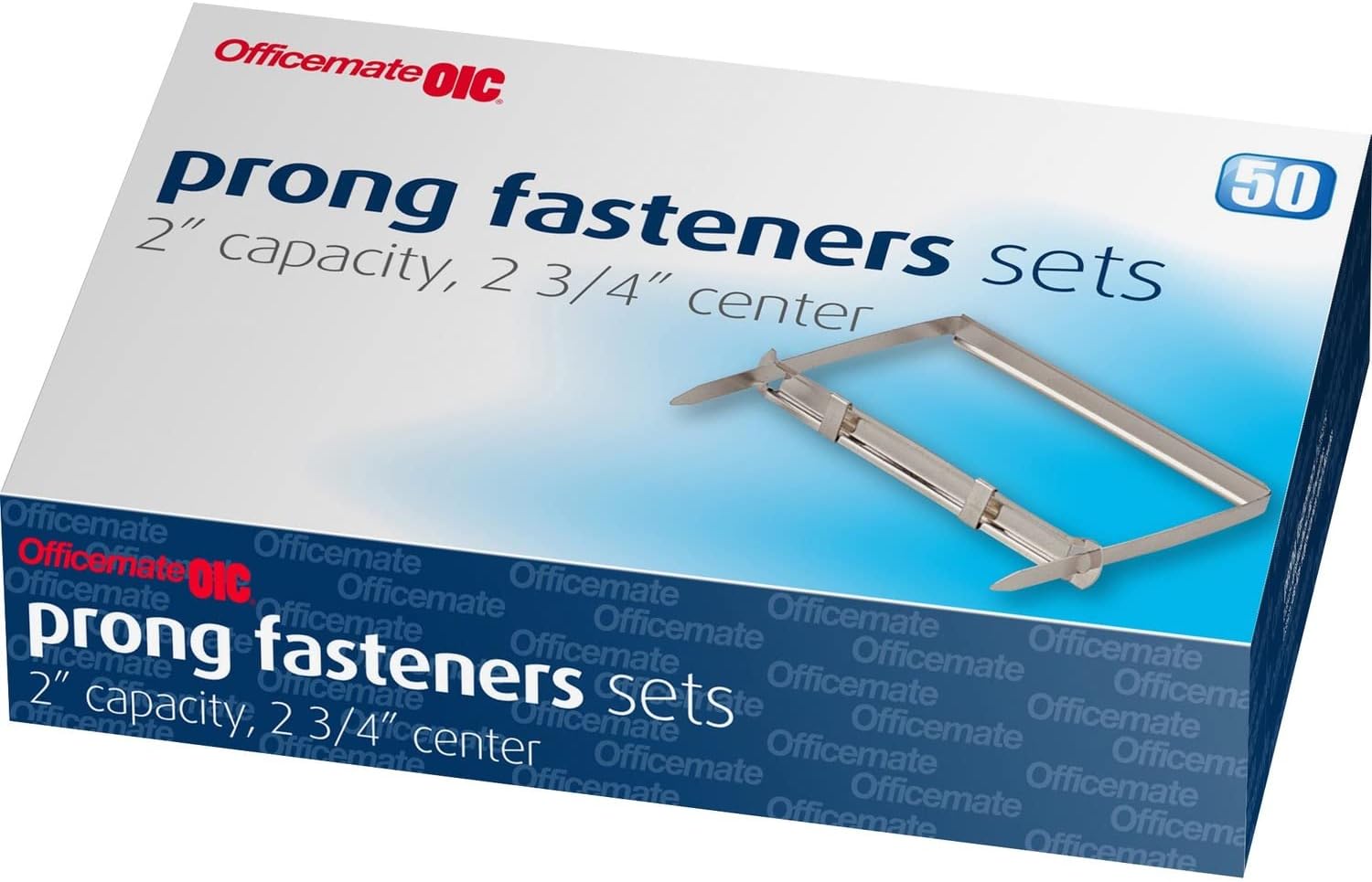 Officemate Prong Paper Fasteners, 2Inch Capacity, 2.75Inch Base, Box