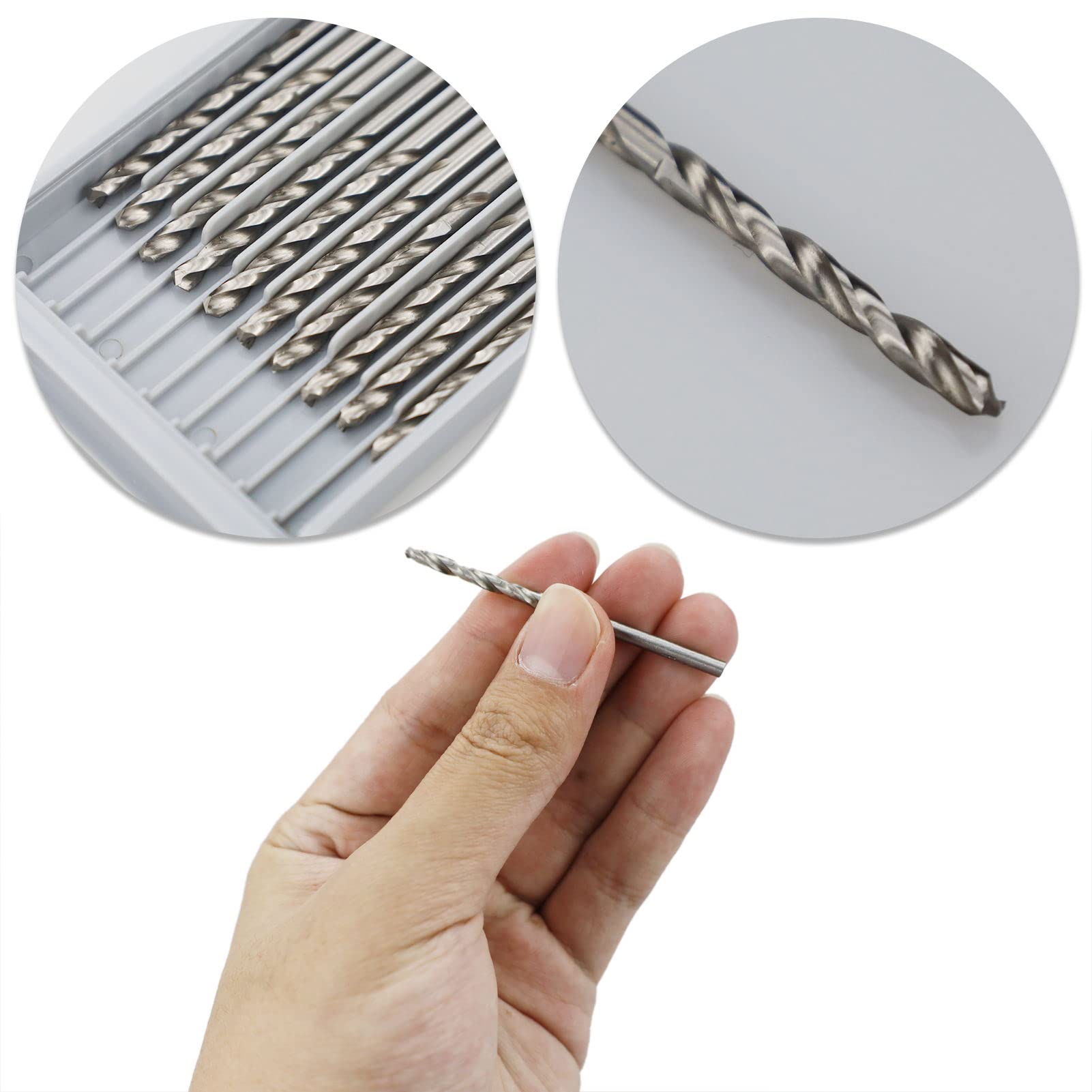 Set di 10 punte elicoidali in acciaio rapido M35 con 5% di cobalto, diametro 3 mm, per legno, metallo, acciaio e acciaio inossidabile