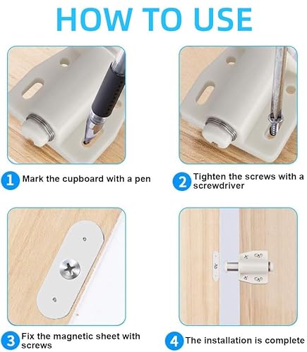 KBNIAN 6 Stück Magnet Drucktüröffner Magnetschnäpper Möbel Federschnäpper Magnetverschluss Push to Open Magnet Druckschnäpper für Schranktüren, Bücherschränken, Schubladen (Beige)