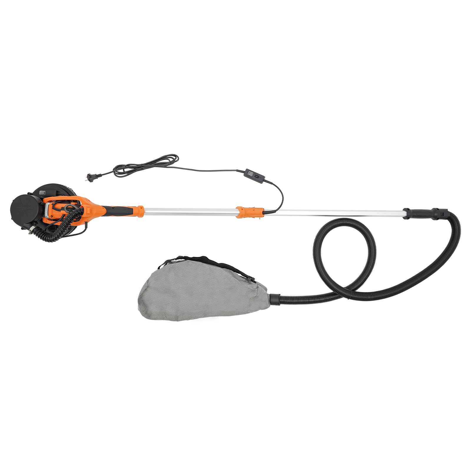 Wand & Deckenschleifer 750W Trockenbauschleifer, Wandschleifer mit LED und Teleskopstiel, Deckenschleifer mit Automatischem Vakuumsystem, 0-90°, Ø 225mm, 800-1800RPM (Orange)