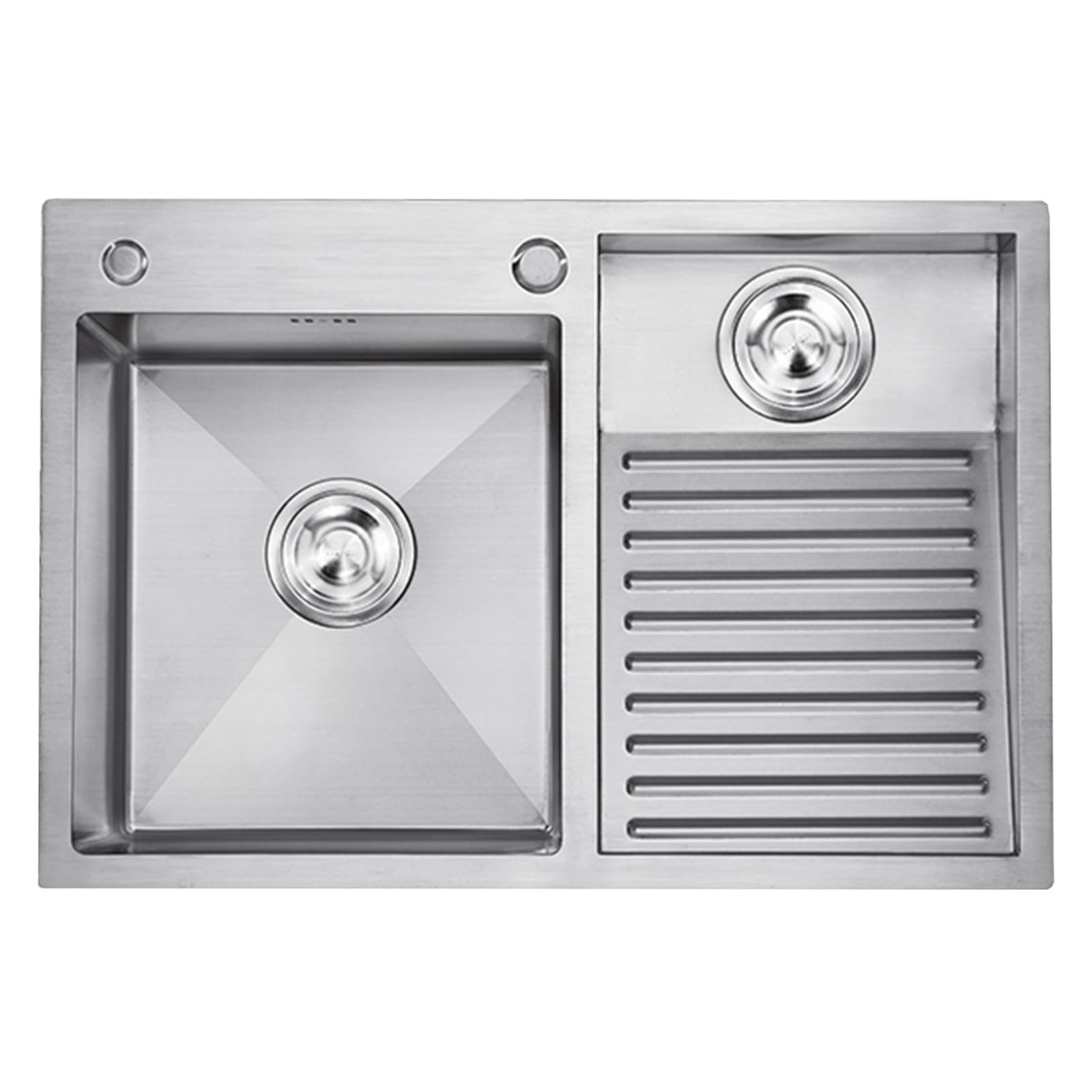 WIQUYBML 304 Stainless Steel Square Kitchen Sink – Handmade Single Bowl Laundry with Washboard, for Balcony, Pool & Household Use(60 * 48 22cm)