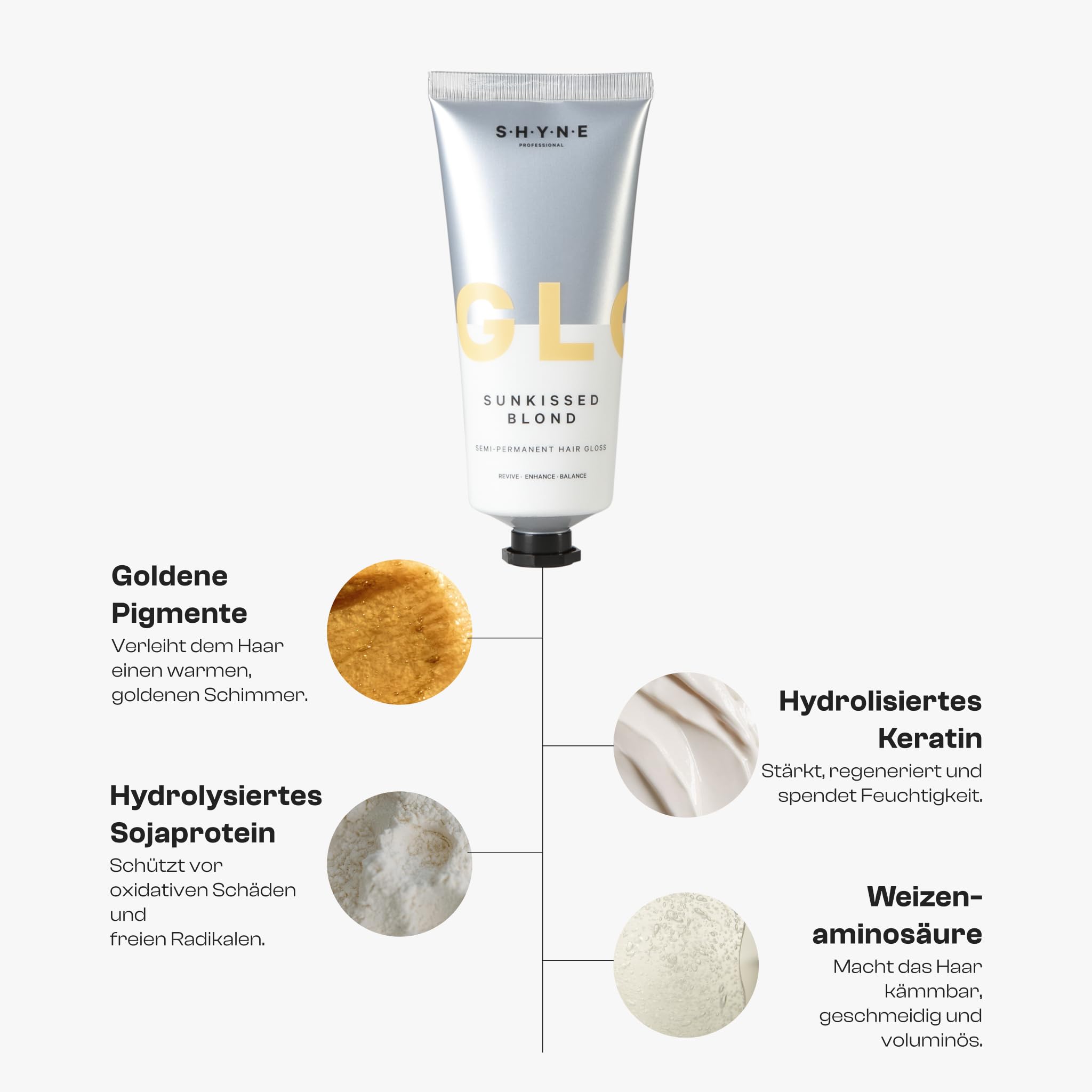 SHYNE - Gloss | Sunkissed Blond - tratamiento de brillo para cabello rubio, cuidado intensivo del cabello con queratina y provitamina B5 para un cabello brillante y liso, sin parabenos, sin ftalatos