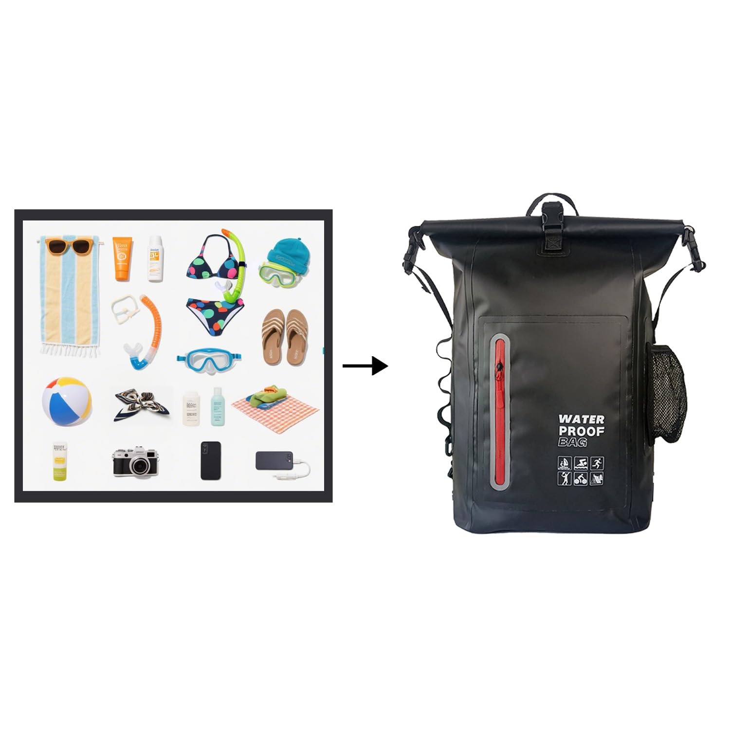 Dry Bag impermeabile 25L fluttuante e leggero sacco asciutto per le donne zaino impermeabile per kayak, canottaggio, pesca, nuoto, campeggio, escursionismo, chiusura roll-top e spallacci