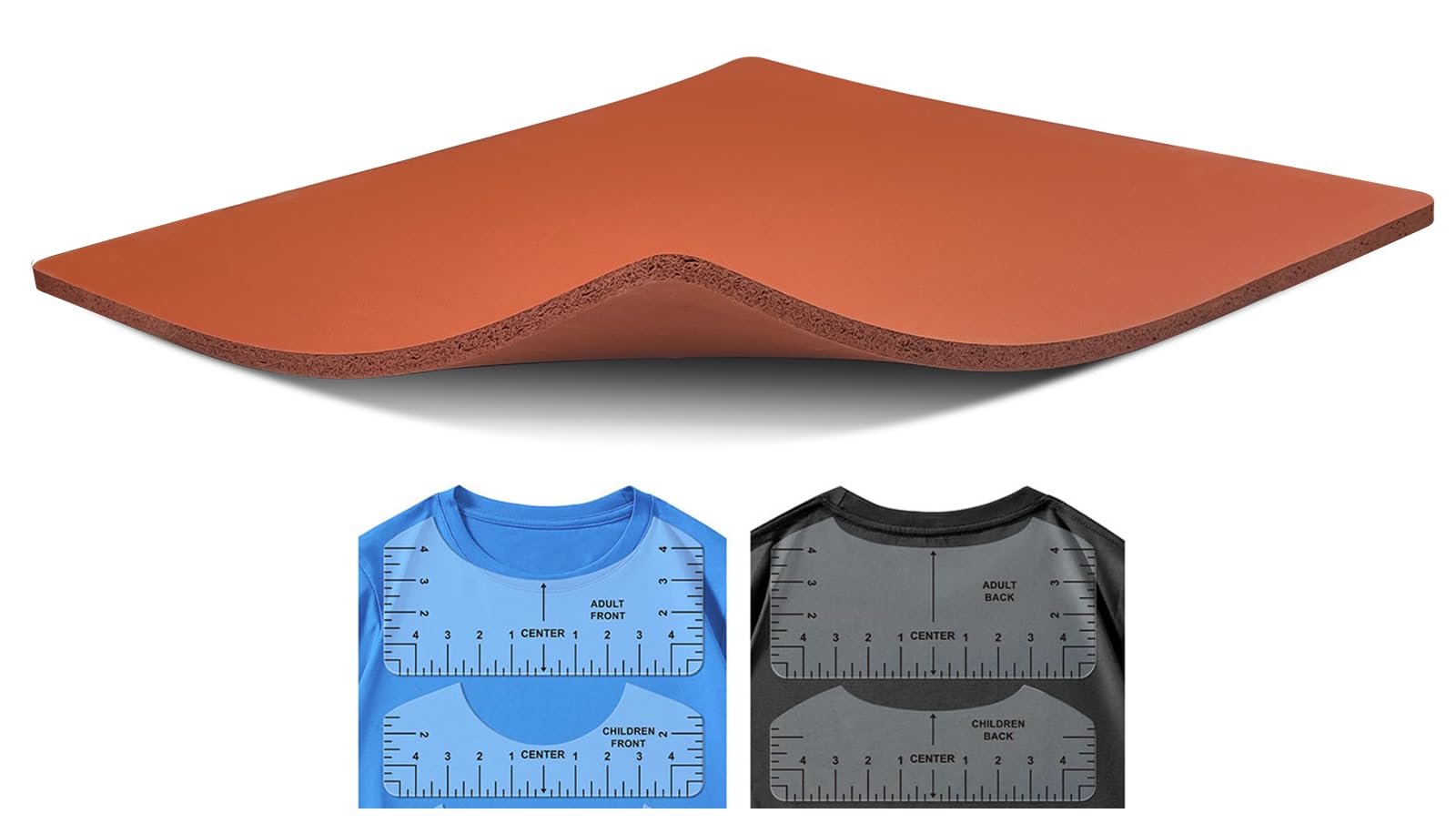 Almohadilla de silicona para prensa de calor de 15 x 15 pulgadas con regla para camiseta, almohadilla de silicona de 0,3 pulgadas de grosor para máquina de prensa de calor
