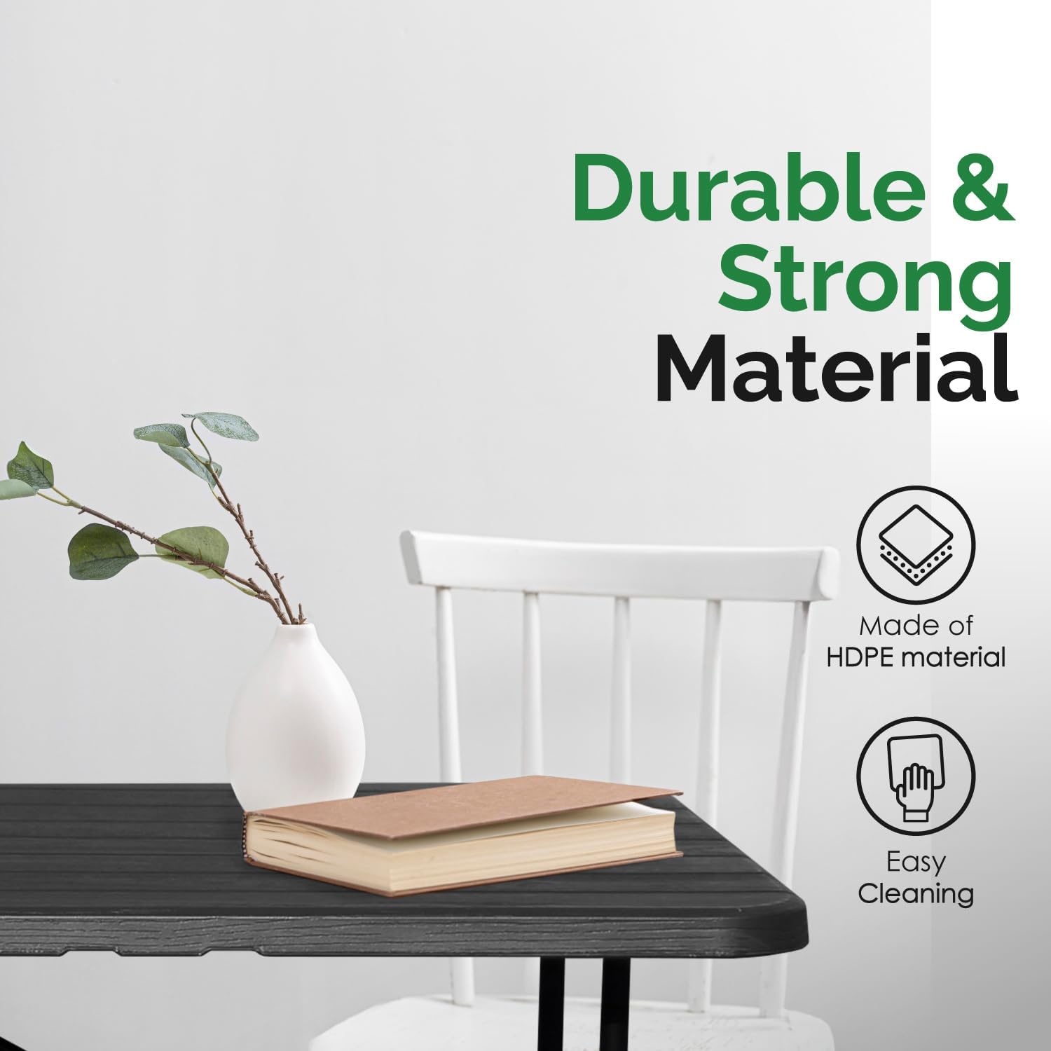 EconoHome Woodgrain 6ft Folding Table with Handle | Heavy-Duty Foldable Table | Portable Table for Indoor & Outdoor Use | Perfect for Events, Camping, Parties, Dining & More