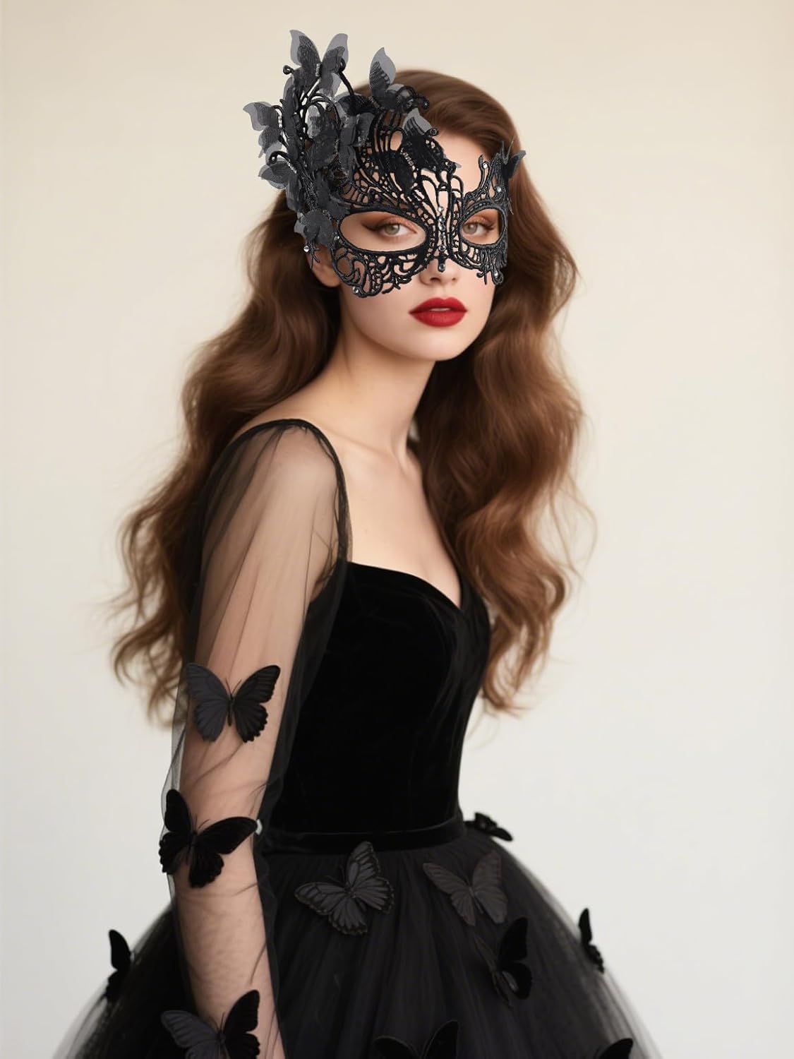 pink halloween Masquerade mask for women and girls - Mardi Gras butterfly mask for halloween Costume parties - Image 3