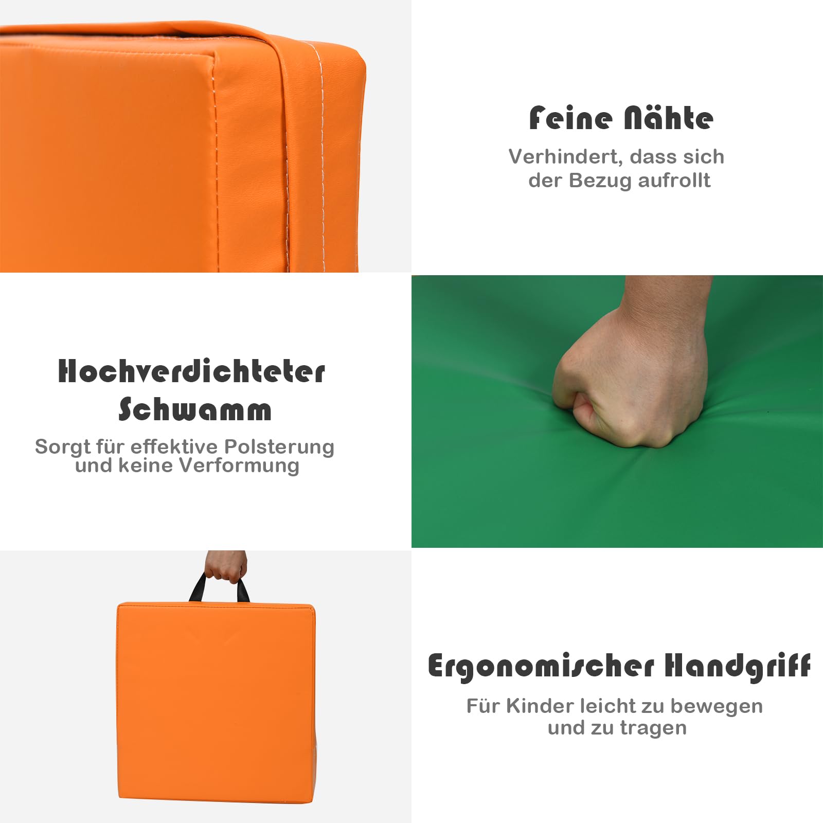 Kinder Sitzkissen Set - 16 Bunte Bodenkissen Mit Griff & Wasserdichter Bezug