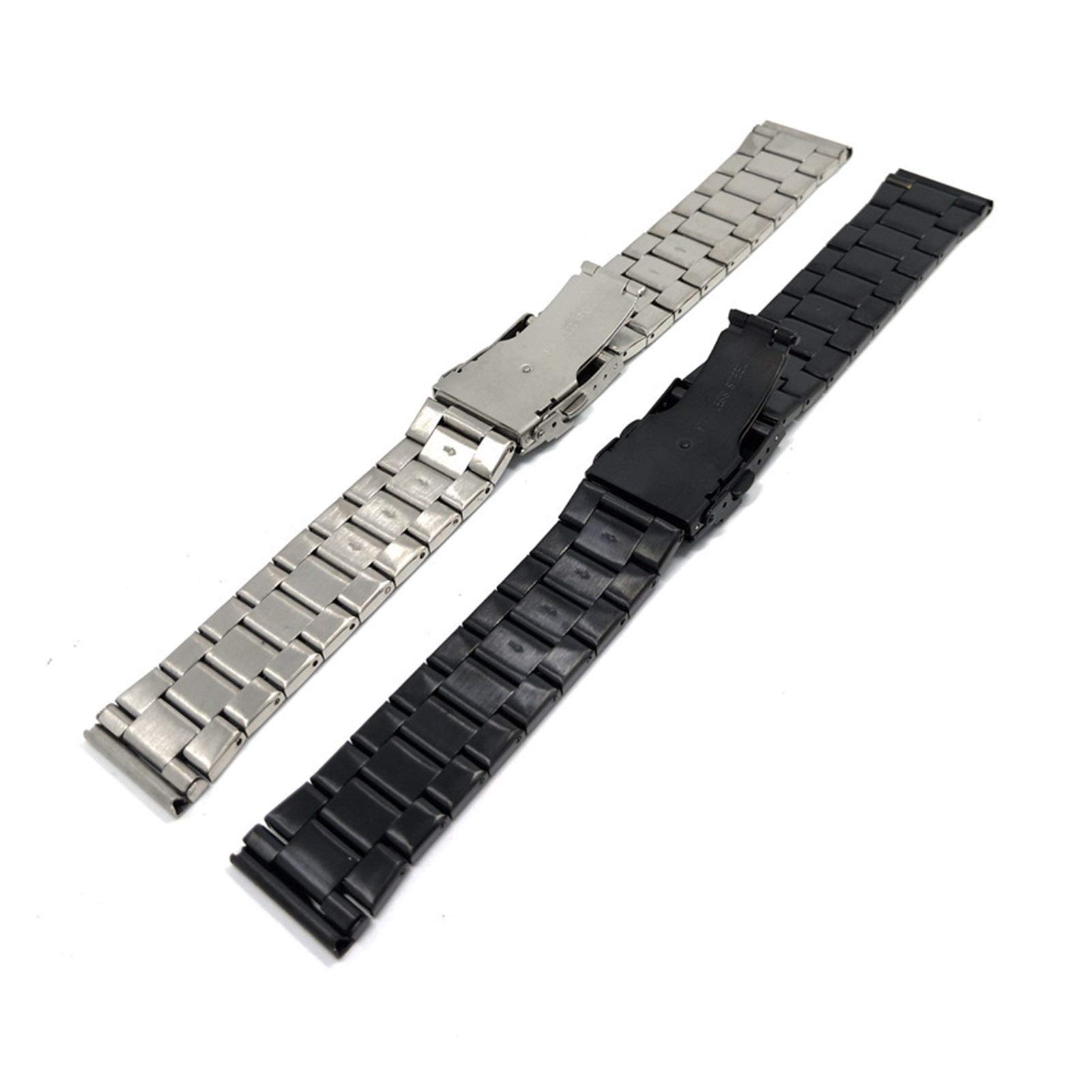 Bracelet de montée en Acier Inoxydable 20 mm 22 mm Argent Noir à Double Pression Bouard de Boucle de sécurité en métal Bracelet