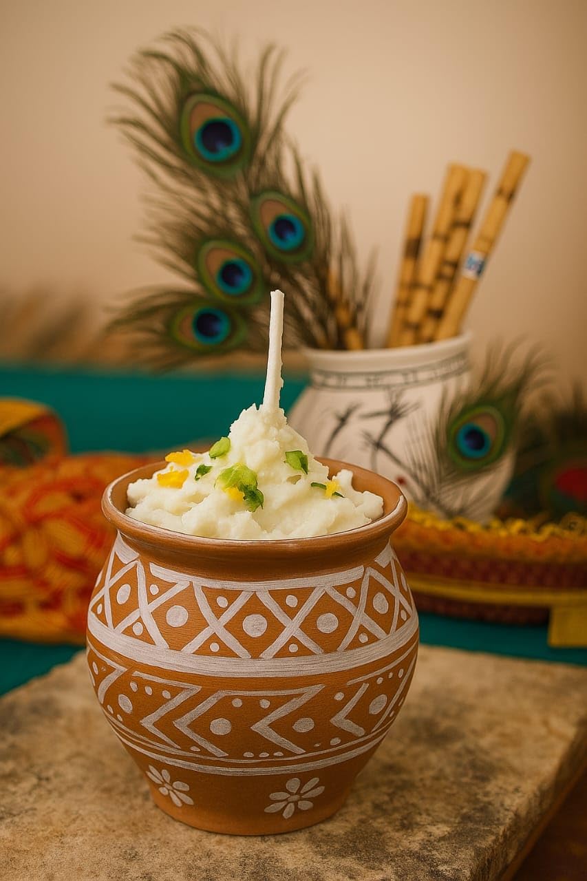 Selemo Krishna Theme Makhan Mishri Candle for Janmashtami Decor | Handmade Desi Matki Ghee Candle | Mitti Pot Diya with Natural Aroma Diya-image-39