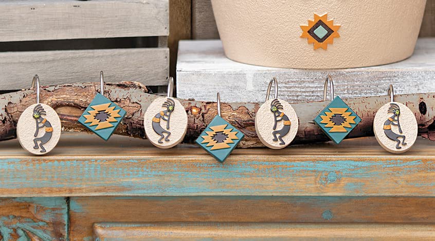 BLACK FOREST DECOR Southwest Kokopelli Shower Curtain Hooks - Set of 12