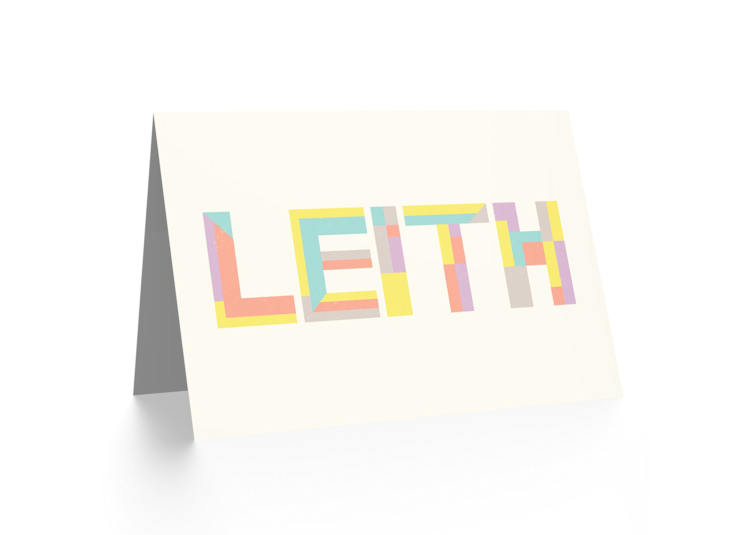 Wee Blue Coo Leith Midlothian Colourful Word Bold Typograph Scotland Art Greetings Card