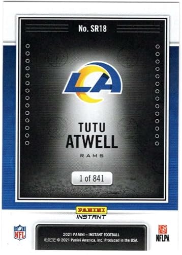 Miniatura 2 de TUTU ATWELL RC 2021 Panini Instant Spotlight Rookie /841#B18 Rams COND NFL Football