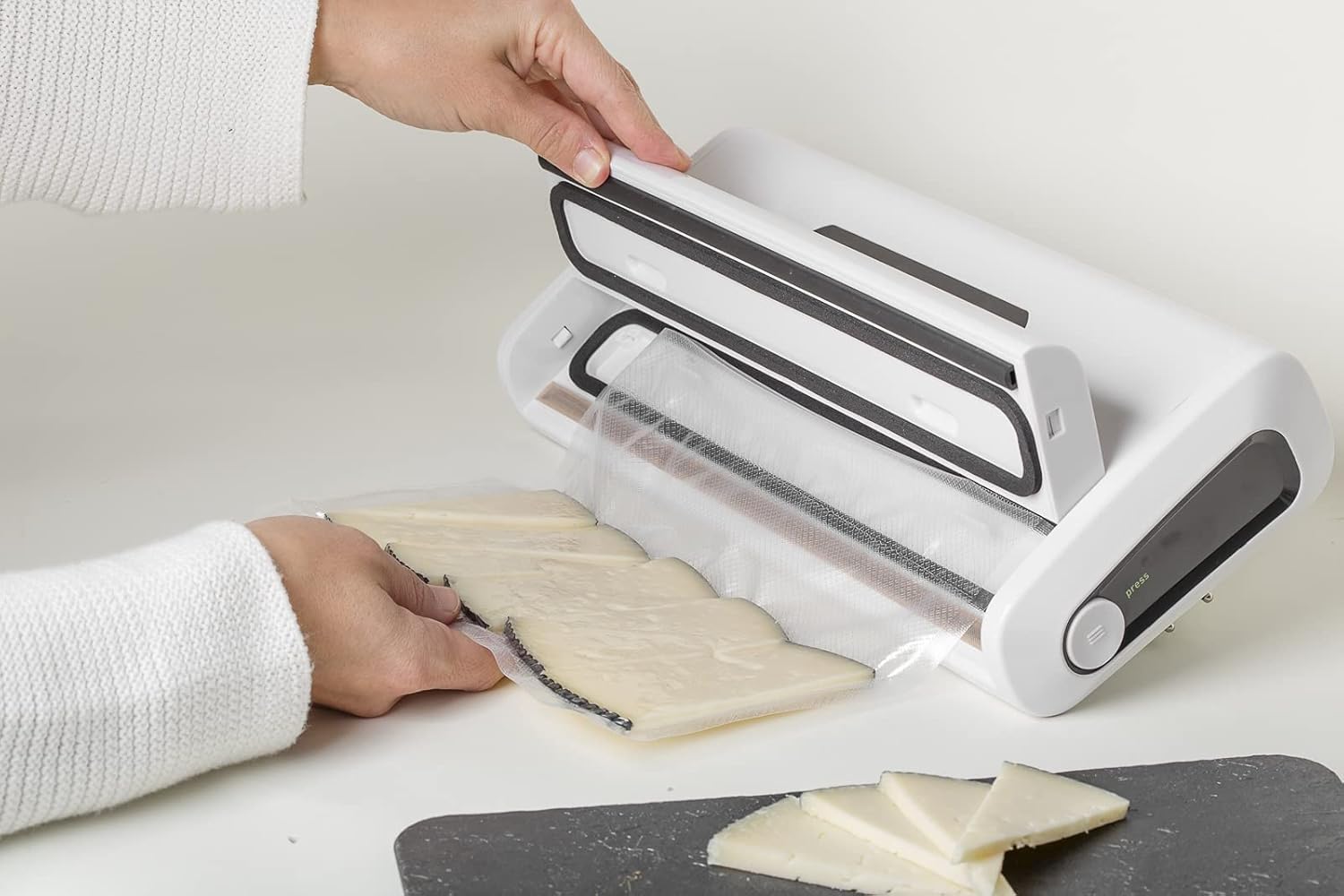 Elma Maquina Envasar Al Vacio V-start para Envasar Alimentos al Vacío de Uso Doméstico | Barra de sellado 30cm | 34x15x7cm, 175W