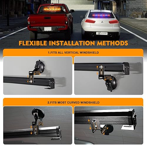 Miniatura 7 de Xprite Barra de luz estroboscópica de emergencia para asesor de tráfico de 35.5 pulgadas, LED blancoámbar, 21 patrones de advertencia intermitentes,