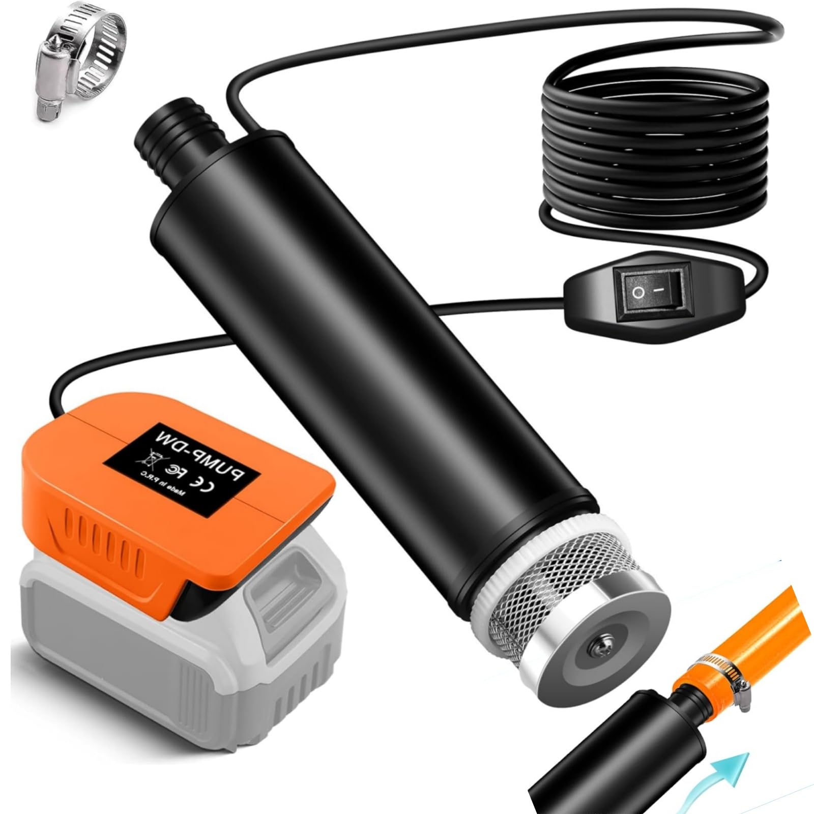 Self-Priming Water Transfer Pump for Dewalt 20V Battery, 635GPH Cordless Water Pump for Pool Draining, Pond, Garden, Tub, Tank, Aquariums