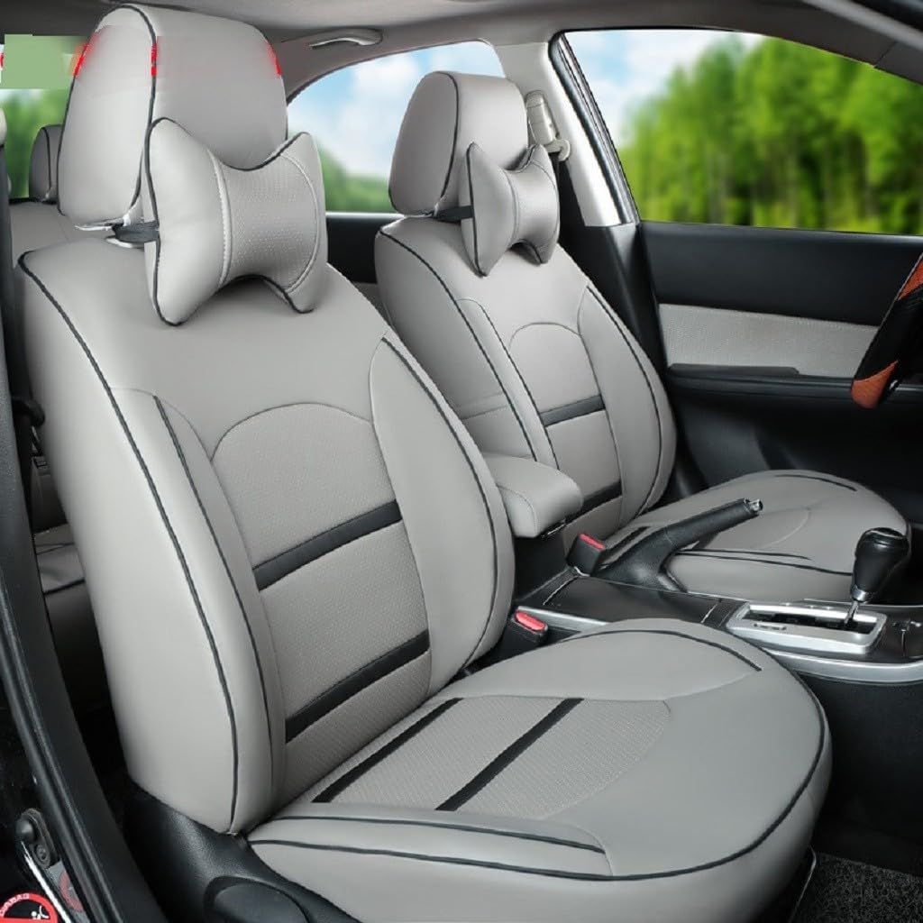 RideoFrenzy Luxury Nappa Leather Seat Covers for Hyundai Venue Grey & Black (Skin Fit) 2 Years Warranty