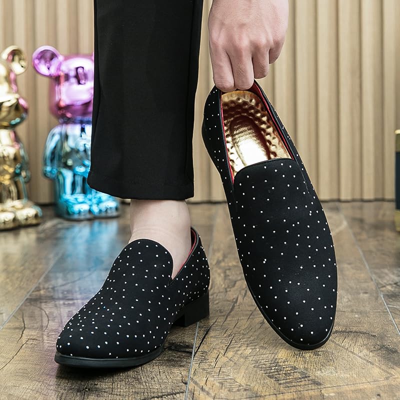 Men's Noble Suede Loafers Shoes Slip-on Dress Shoes with Gold Rivet Party Dancing Shoes for Party Wedding Prom PlusSize 38-472