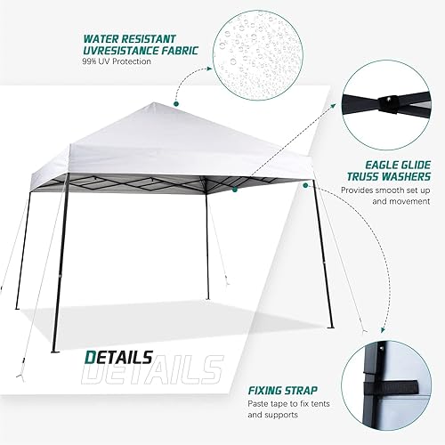 Miniatura 4 de Tienda de campaña desplegable de 8 x 8 pies, patas inclinadas instantáneas para exteriores, refugio solar con bolsa de transporte portátil para