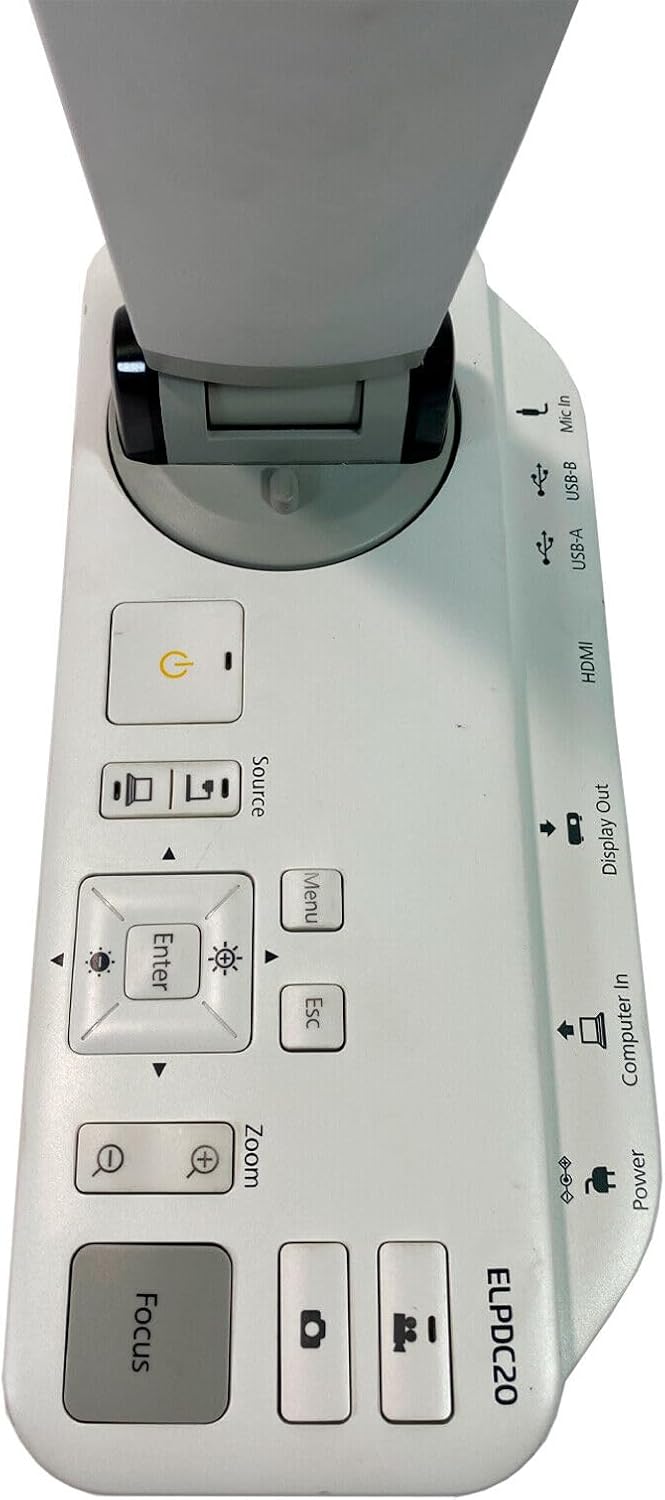 Epson ELPDC20 Document Camera 120x Total Zoom Visualiser USB 2.0 HDMI, Bundle AC Adapter, HDMI Cable, VGA Cable