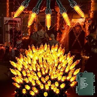 BrizLabs Orange Halloween Decor Lights, 32.8ft 100 LED Fall String Lights Battery Autumn Fairy Light Indoor Waterproof 8 Modes with Timer for Outdoor Bedroom Party Garden Xmas Thanksgiving Patio
