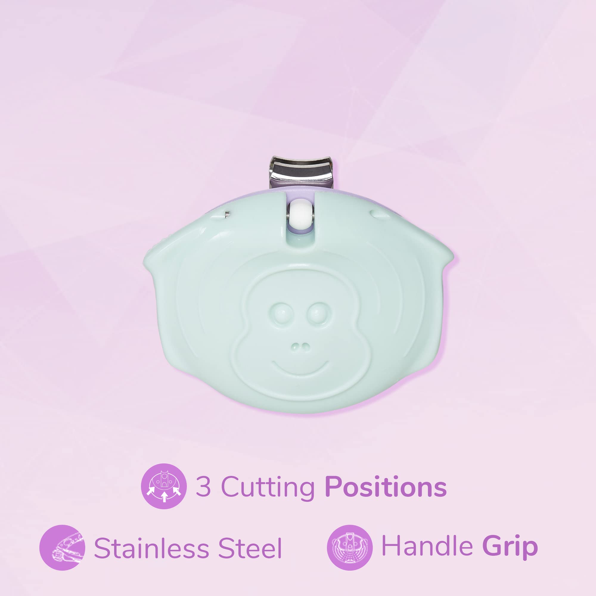 UNHEX - Fun Nail Clipper for Babies and Kids - Lightweight Nail Cutter, Manicure and Pedicure, Toenail Clippers - Baby Stuff, Self Care, Baby Essentials - Monkey Theme - Green