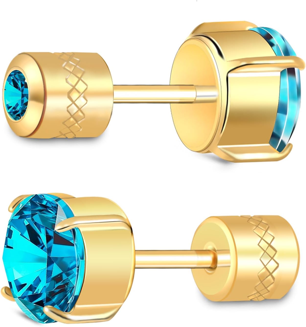 Hopply Hypoallergenic G23 Pure Titanium Earrings for Women Men,20G Implant Grade Flatback 5A Cubic Zirconia Earrings Studs for Sensitive Ears Jewelry Gift