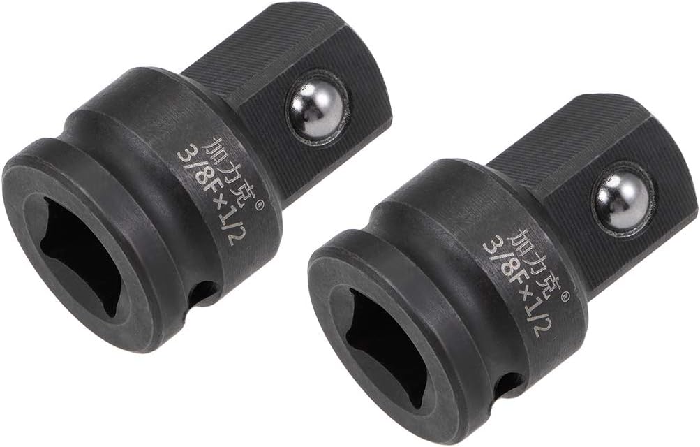uxcell 2pcs 3/8" Drive (Female) x 1/2" (Male) Impact Socket Adapter for Use with Impact Wrenches, Breaker Bars, Ratchets, CR-MO Steel