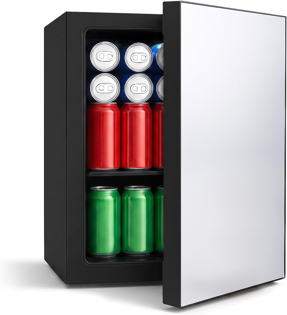 DOGHLY 0.95 Cu.Ft Mini Fridge Mirror Door, 24 Cans Beverage Refrigerator