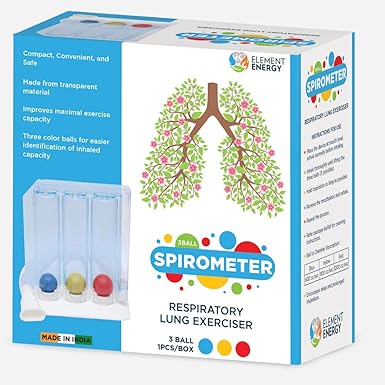 Premium SPIROMETER by ELEMENT ENERGY- 3 Ball Lung Exerciser(Proudly made in INDIA)| Respirometer| Lung Exerciser| Washable, Hygienic & Detachable| Breath Measurement System| Respiratory Exerciser Lung| Exerciser for COVID-care, Asthma, COPD, Lungs Strengthening(Pack of 1)