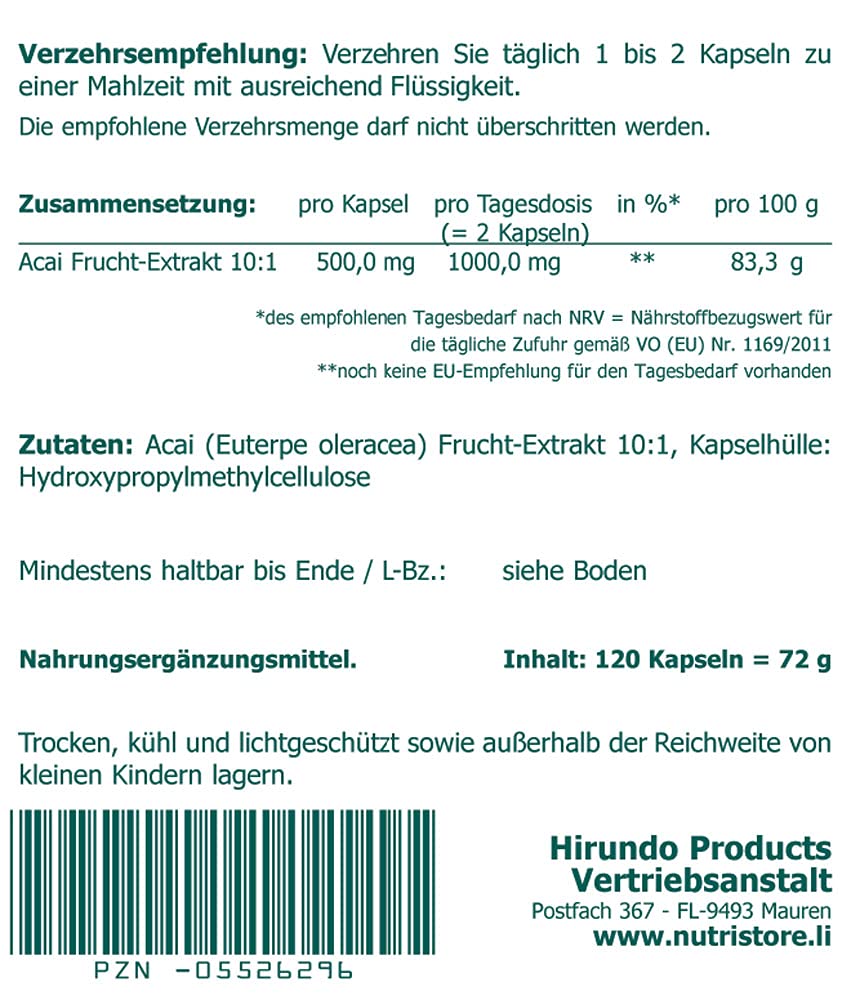 Acai Frucht-Extrakt 500 mg vegetarische Kapseln 120 Stk.