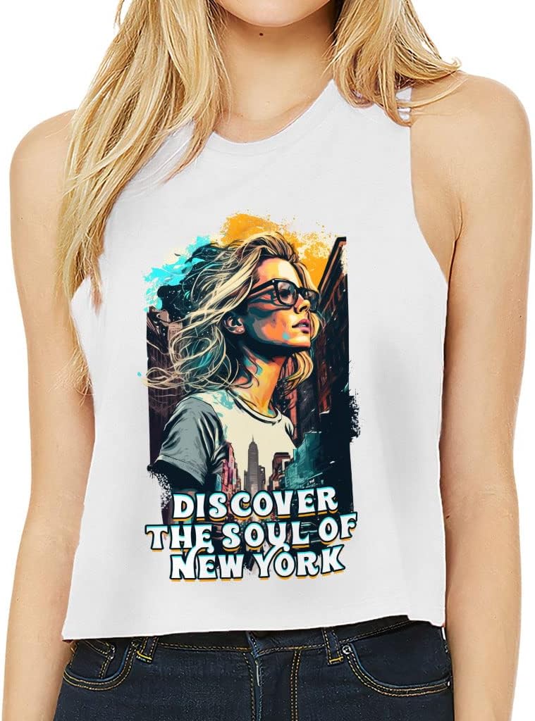 Discover Racerback Cropped Tank - Girl Print Women's Tank - Colorful Tank Top