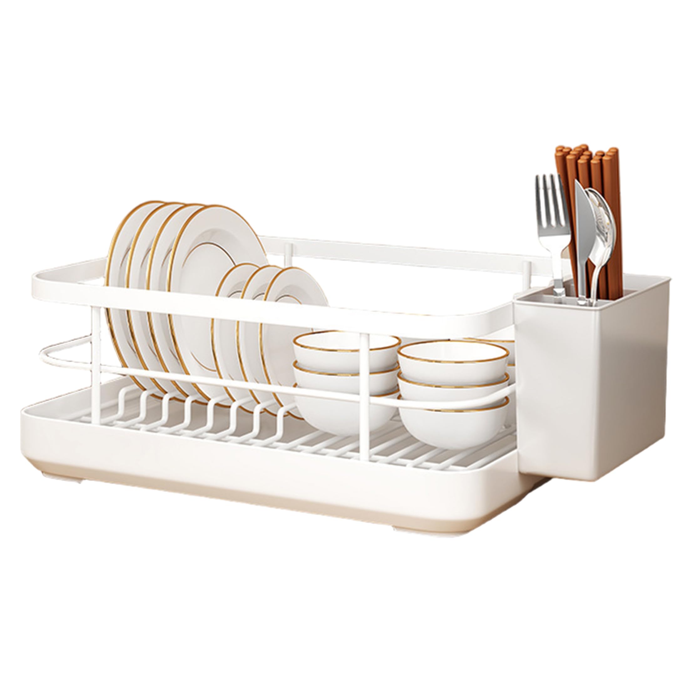 Estante para secador de Platos, Estante de Secado de Gran Capacidad, mostrador de Cocina, Blanco