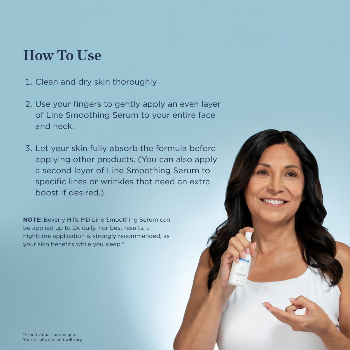 Beverly Hills MD Line Smoothing Serum- Reduce Deep Wrinkles & Smooth Skin- Anti-Aging Serum for Firming and Hydrating Face- Correct Fine Lines w/Antioxidants, Peptides, Ginkgo Bilboa Extract, & Aloe - Image 4