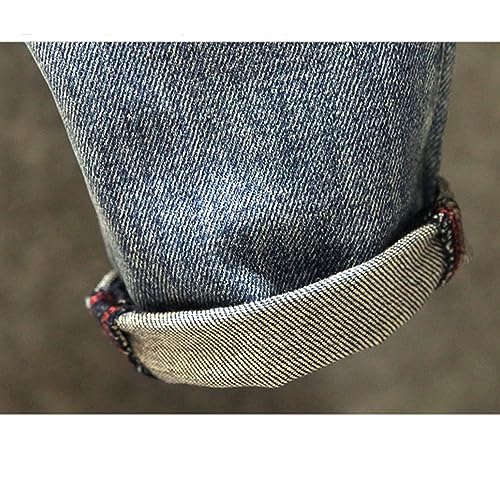 Mens Patchwork Slim Fit Jeans Cargo Multi-Pockets Jean Pants Contrast Color Regular Denim Pants3