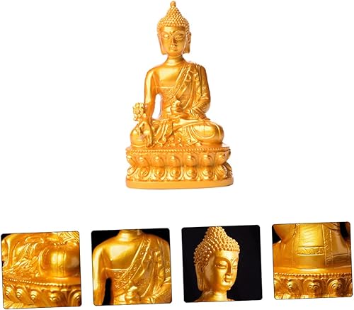 Miniatura 2 de Veemoon 1 estatua de Buda ornamento de la casa, adorno de coche, tapicería, meditación, estatua de Buda sentado, escultura auspiciosa, estatua